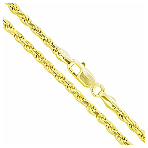 Italian made yellow gold plated loose rope chain.