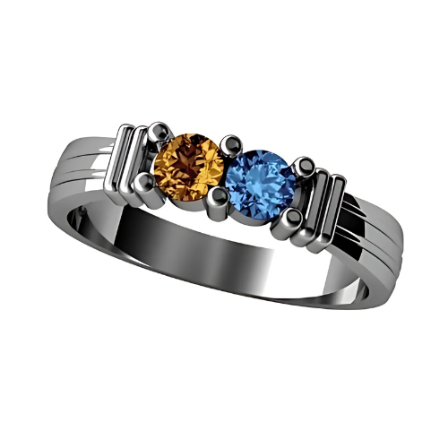 Couples 2 stone ring with simulated birthstones