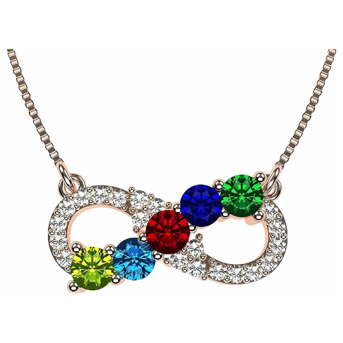 Infinity Mothers Birthstone Necklace with 3 simulated gemstones.