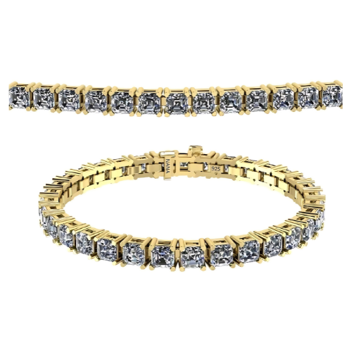 Nana Jewels Pure Brilliance Zirconia Asscher Cut Tennis Bracelet, 7" Or 8" In Gold Plated Sterling Silver, 13.00Ctw-53.00Ctw