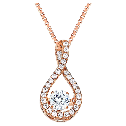 Close-up: "dancing" gemstone movement in twisted pear.