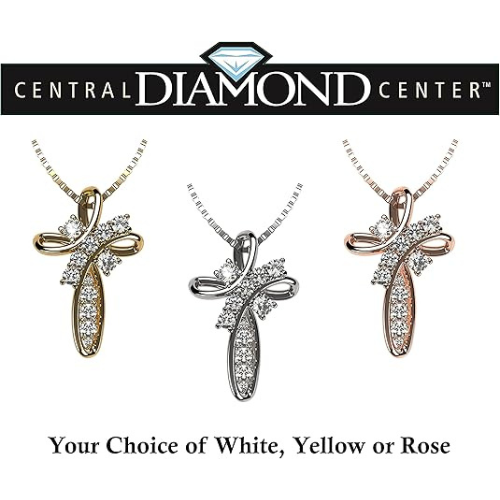 Family Cross Birthstone Necklace on display.