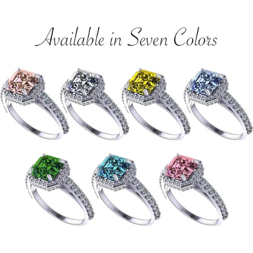 NANA Jewels Sterling Silver Asscher Cut Engagement Rings for Women - Choose Simulated Morganite, Citrine, Aquamarine & More