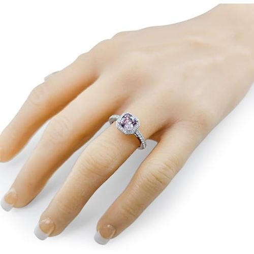 NANA Jewels Sterling Silver Asscher Cut Engagement Rings for Women - Choose Simulated Morganite, Citrine, Aquamarine & More