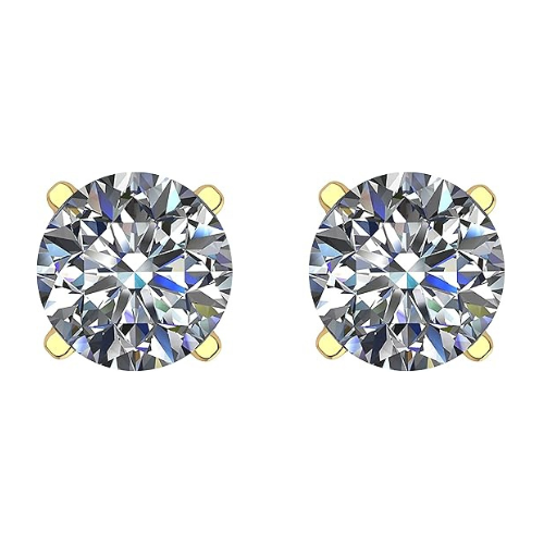 Lucita Simulated Birthstone Stud Earrings with Solid 14K Gold Posts & Sterling Silver Basket