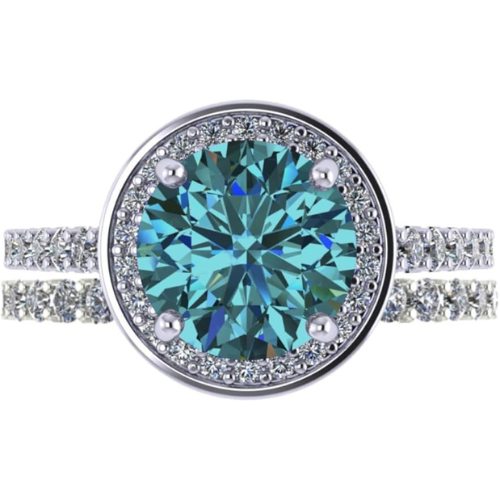 NANA Jewels Sterling Silver Round Cut Wedding Set Engagement Rings for Women - Choose Simulated Morganite, Citrine, Aquamarine & More