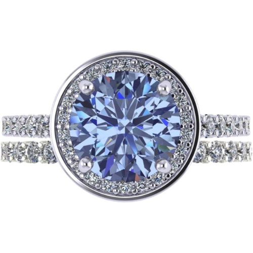 NANA Jewels Sterling Silver Round Cut Wedding Set Engagement Rings for Women - Choose Simulated Morganite, Citrine, Aquamarine & More