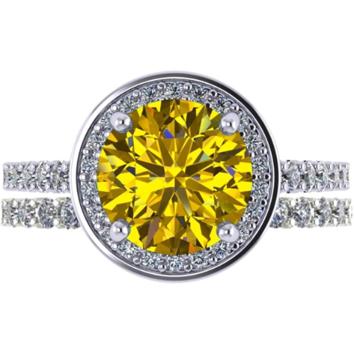 NANA Jewels Sterling Silver Round Cut Wedding Set Engagement Rings for Women - Choose Simulated Morganite, Citrine, Aquamarine & More