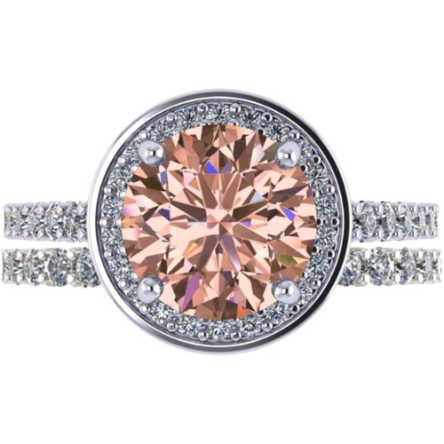 NANA Jewels Sterling Silver Round Cut Wedding Set Engagement Rings for Women - Choose Simulated Morganite, Citrine, Aquamarine & More