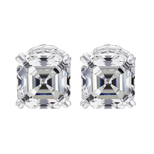 Nana Jewels Sterling Silver Asscher-Cut Pure Brilliance Zirconia Stud Earrings,(0.75 to 4 Cttw) Hypoallergenic