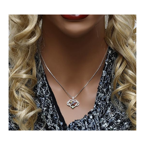 Central Diamond Center Infinity Love Mother & Child Necklace w/ 1-5 Simulated Birthstones in Silver, 10K, or 14K Gold