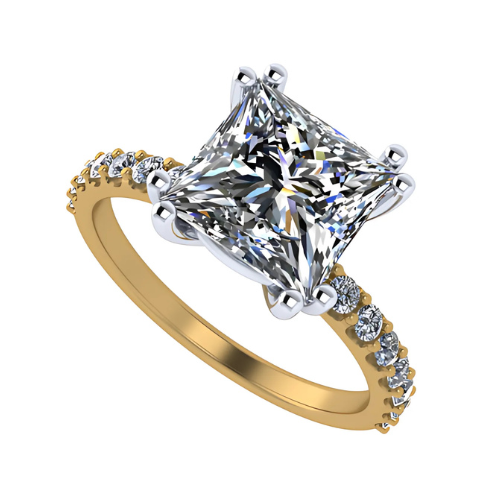 NANA Jewels 1.5-3CT Platinum Plated Sterling Silver Rings CZ Cubic Zirconia Princess Cut Engagement Rings | 10K 14K Solid Gold