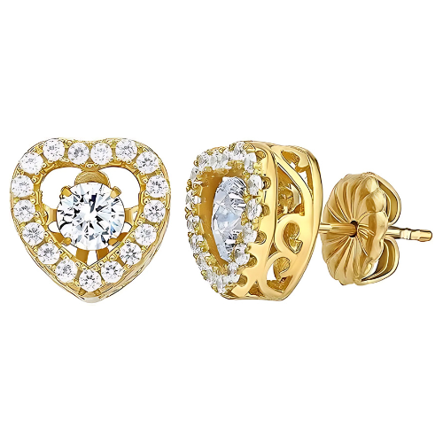 Close-up of "dancing" gemstone movement in heart.