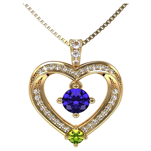Central Diamond Center heart pendant on an adjustable box chain.