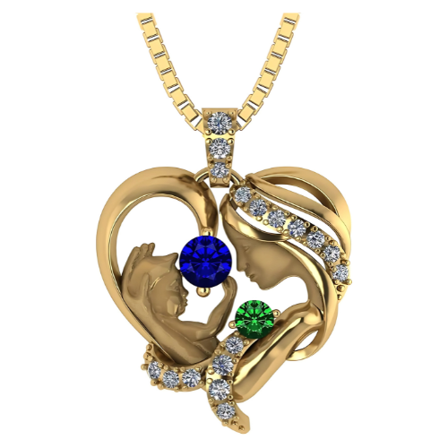 Sterling silver heart necklace with simulated birthstones.