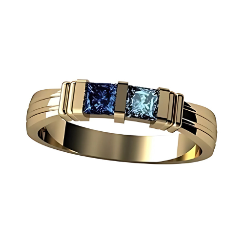 10K Gold two stone birthstone ring for couples.