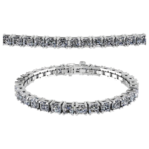 Nana Jewels Pure Brilliance Zirconia Asscher Cut Tennis Bracelet, 7" Or 8" In Gold Plated Sterling Silver, 13.00Ctw-53.00Ctw