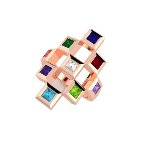 Personalized tic-tac-toe ring, 1-9 birthstones.