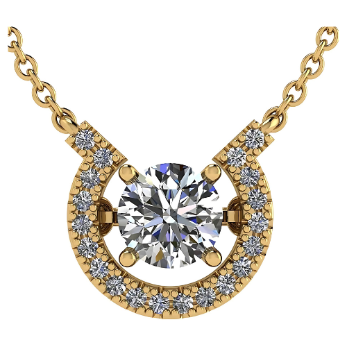 Close-up: "dancing" gemstone movement in horseshoe.