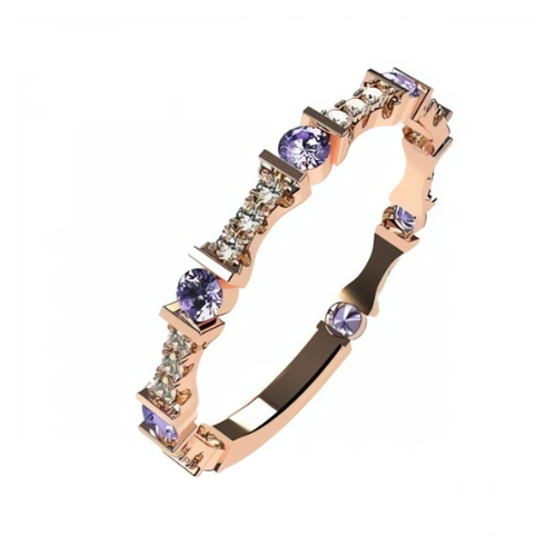 Central Diamond Center round stacking ring, gold.