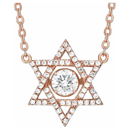 Close-up: "dancing" gemstone movement in Star of David.