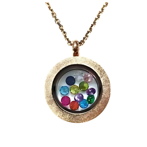 Stainless steel locket for mom, white plated.