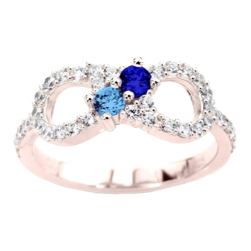 10K Gold two stone infinity birthstone ring.