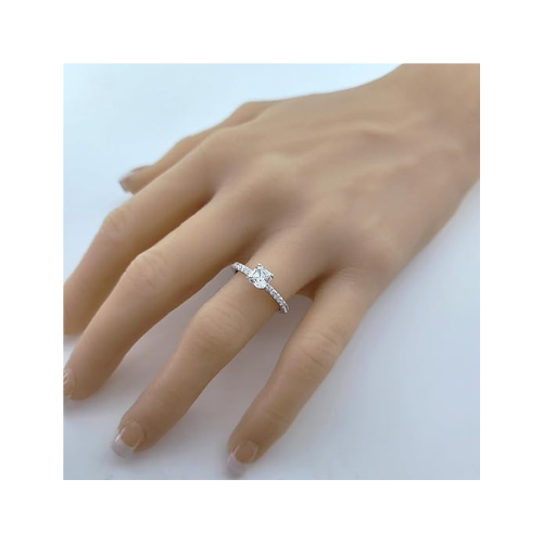 NANA Jewels 1.50ct-3.00ct Asscher Cut Solitaire Zirconia Engagement Ring W/Sides in Sterling Silver, 10K or 14K Gold