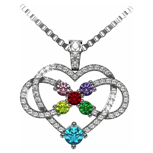 10K Gold Infinity Love Birthstone Necklace for mom.