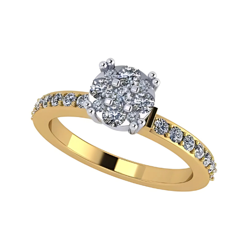 9 stone cluster ring with a 1.5 carat look