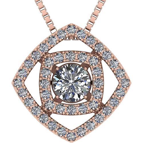Central Diamond Center Double Square Dancing Gemstone Necklace for Women in Sterling Silver w/Pure Brilliance Zirconia