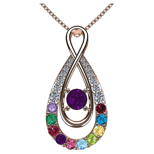 Yours Infinity Mother & Child necklace with 3 birthstones.