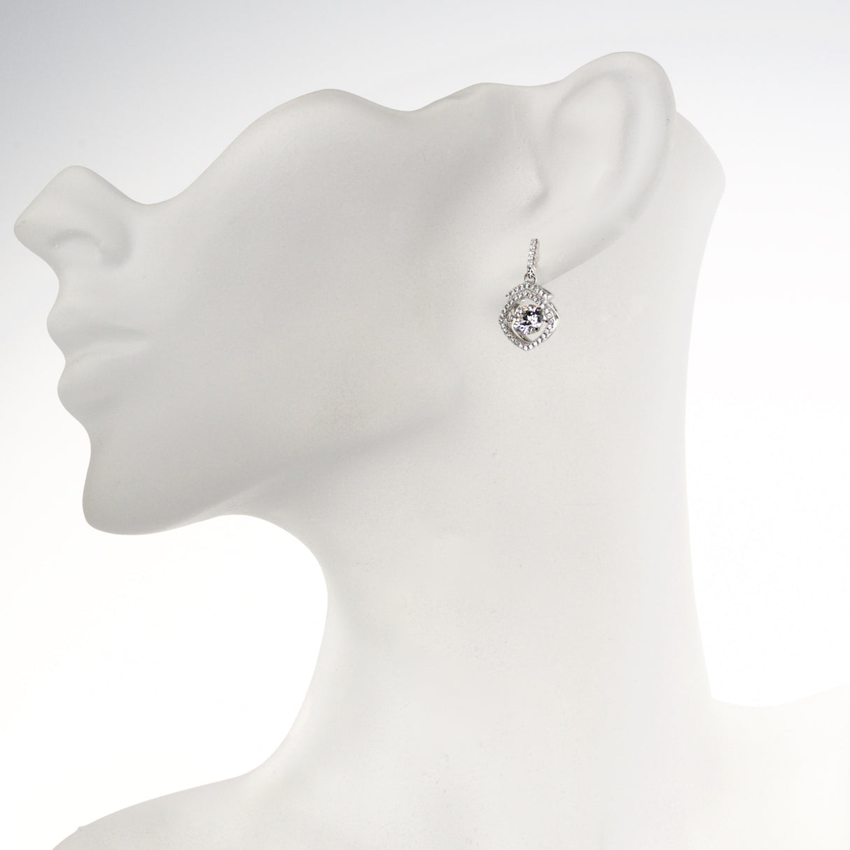 Square Halo Dancing Gemstone Matching Earrings & Necklace 925 Sterling Silver & Pure Brilliance Zirconia