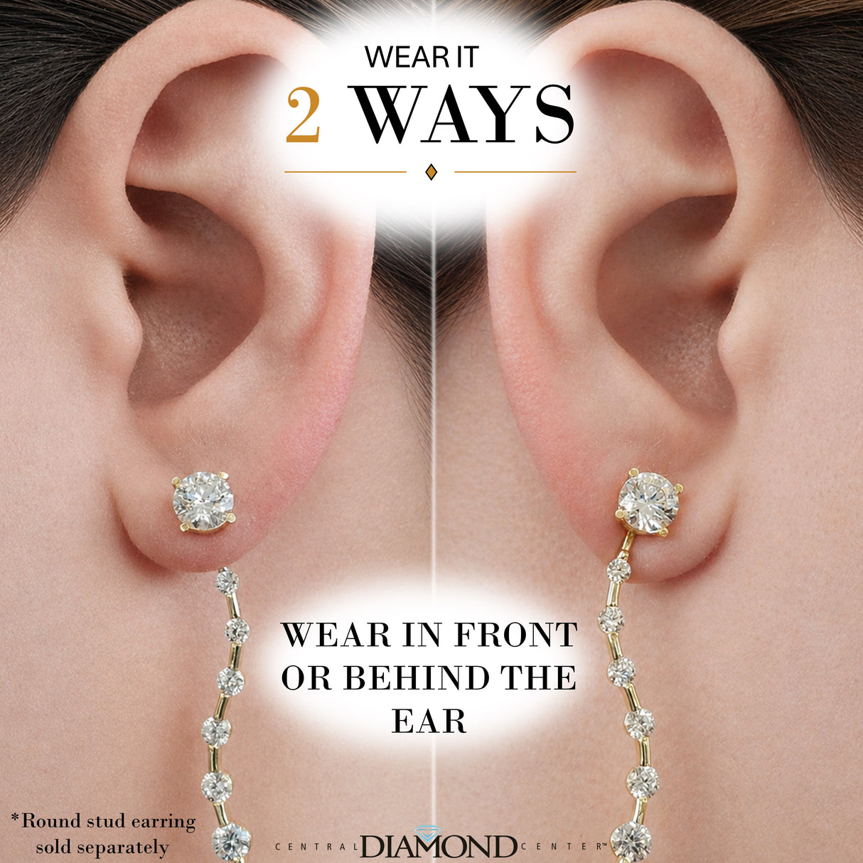 Earring Jacket for Stud Earrings in Solid 925 Sterling Silver made with Pure Brilliance Zirconia CZ