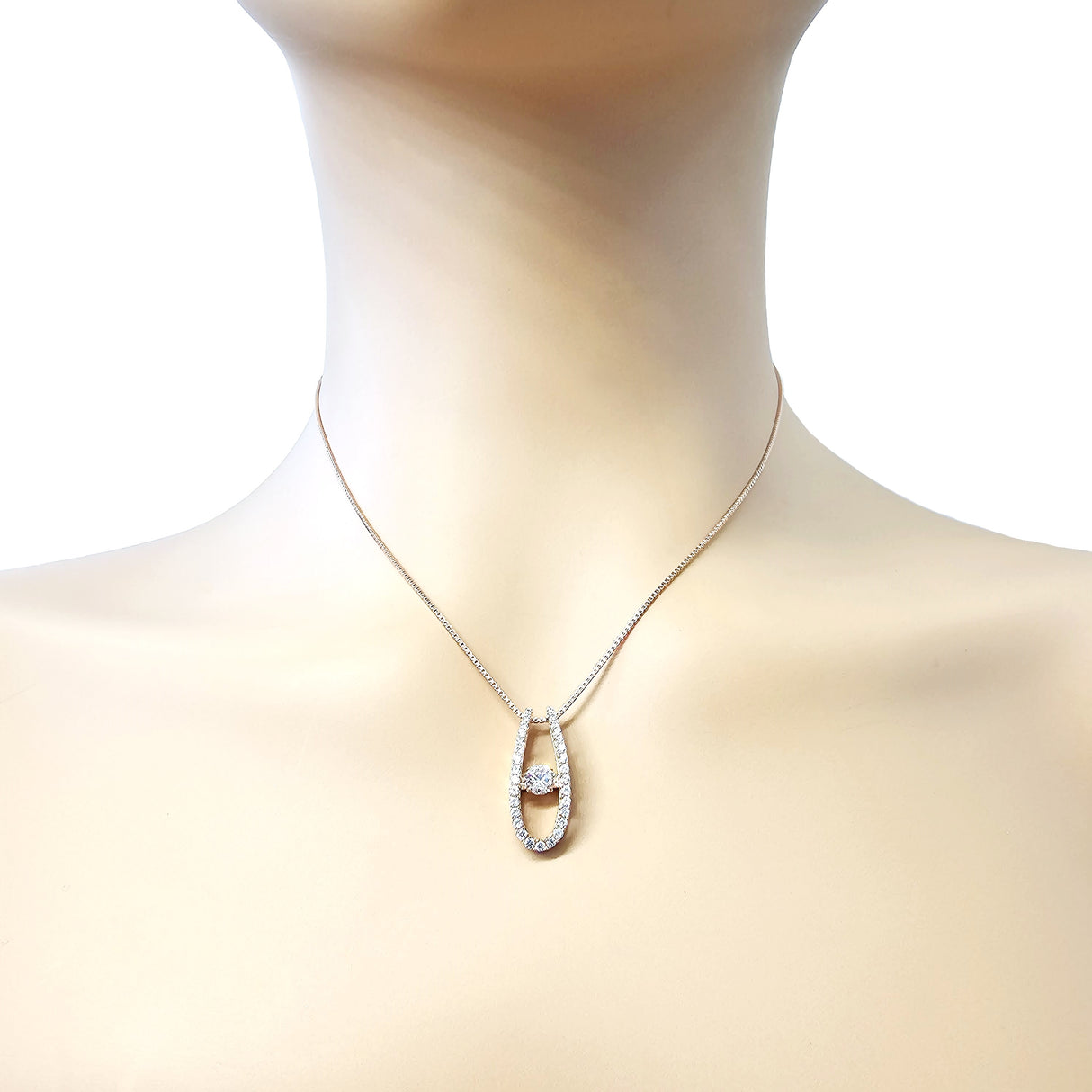 Sparkling U shape dancing gemstone necklace for women.