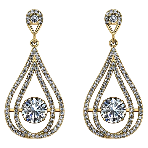 Close-up of "dancing" simulated diamond in chandelier.