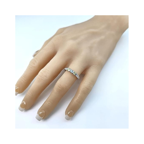 Central Diamond Center S-Bar with Sides Mothers Birthstone Ring in Sterling Silver, 10K or 14K Gold w/ 1-6 Simulated Gemstones