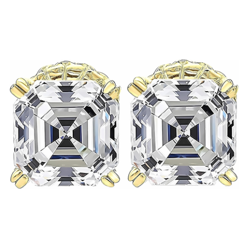 Nana Jewels Sterling Silver Asscher-Cut Pure Brilliance Zirconia Stud Earrings,(0.75 to 4 Cttw) Hypoallergenic