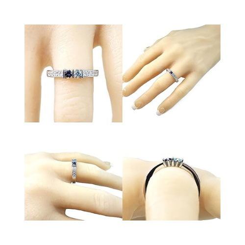 Central Diamond Center Straight Bar w/ Sides Couples 2 Stone Ring w/ Simulated Birthstones Silver or 10K, 14K Gold