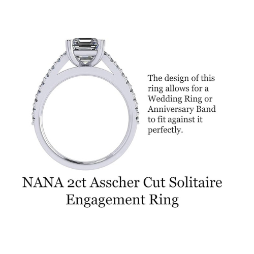 Nana Jewels Asscher Cut Cathedral Solitaire Engagement Ring 7Mm (2Ct) Pure Brilliance Zirconia - Sterling Silver, 10K Or 14K Gold