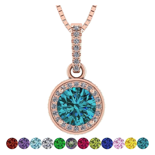 Personalized Sterling Silver solitaire birthstone pendant.