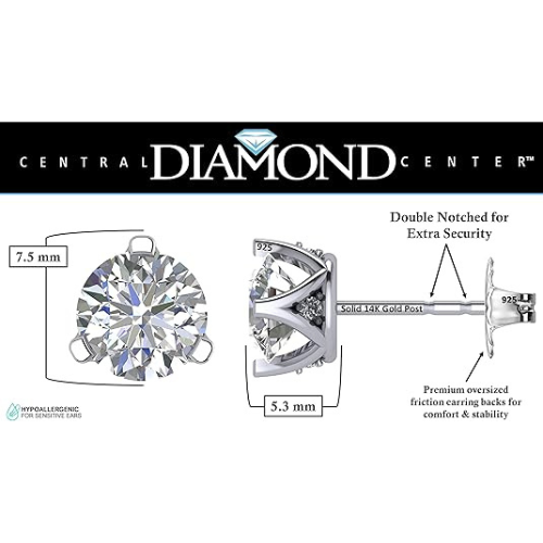 Lucita Simulated Birthstone Stud Earrings with Solid 14K Gold Posts & Sterling Silver Basket