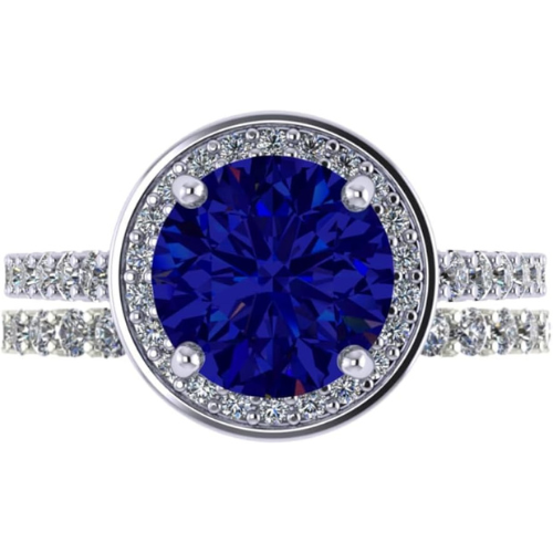 NANA Jewels Sterling Silver Round Cut Wedding Set Engagement Rings for Women - Choose Simulated Morganite, Citrine, Aquamarine & More