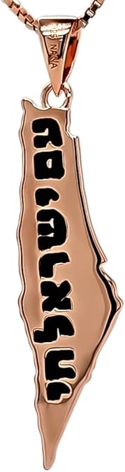 Central Diamond Center Israel Map Necklace/Pendant-Sterling Silver Am Israel Chai on Back Side-3D Map of Israel Large & Small