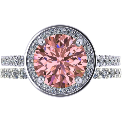 NANA Jewels Sterling Silver Round Cut Wedding Set Engagement Rings for Women - Choose Simulated Morganite, Citrine, Aquamarine & More