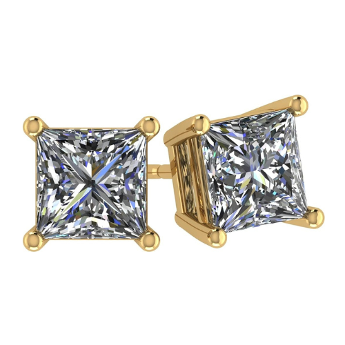 Solid 14K gold post, silver basket lab diamond studs.