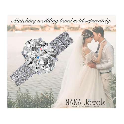 NANA Jewels 1.5-3CT Platinum Plated Sterling Silver Rings CZ Cubic Zirconia Oval Cut Engagement Rings | 10K 14K Solid Gold