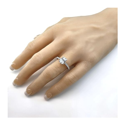 NANA Jewels 1.5-3CT Platinum Plated Sterling Silver Rings CZ Cubic Zirconia Oval Cut Engagement Rings | 10K 14K Solid Gold