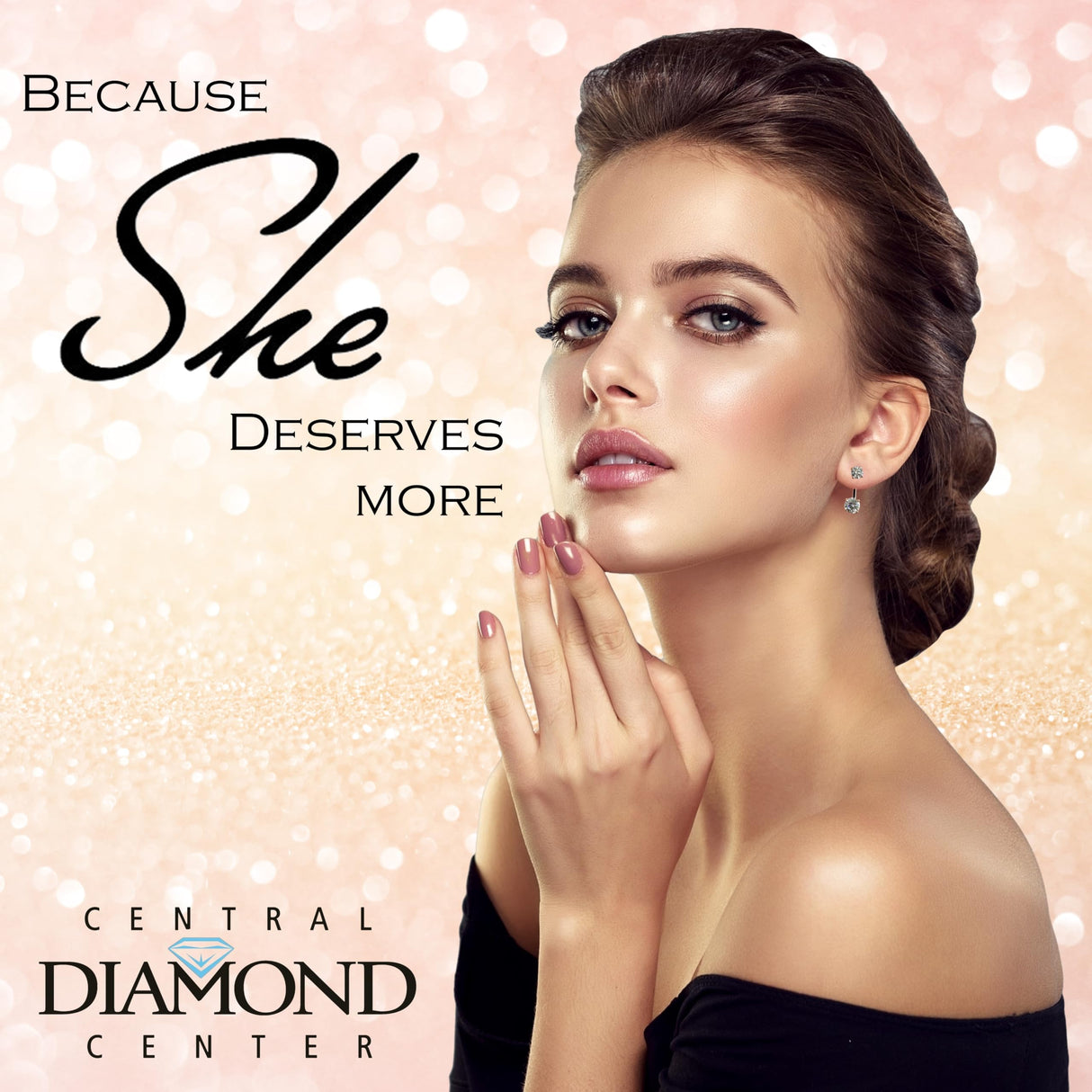 Central Diamond Center Earring Jackets with Cubic Zirconia – Sterling Silver, Adjustable Drop Design – 1.50 CTW (5.25mm & 6.50mm Stones)