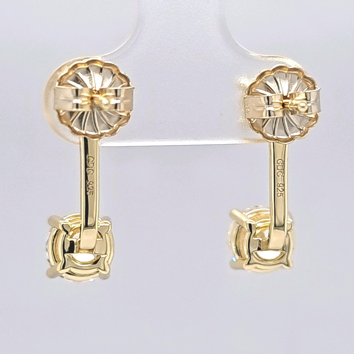 Central Diamond Center Earring Jackets with Cubic Zirconia – Sterling Silver, Adjustable Drop Design – 1.50 CTW (5.25mm & 6.50mm Stones)